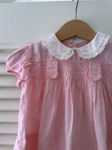 Vintage Baby Smocked Gingham Dress