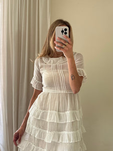 Vintage White Ruffle Dress