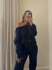 Vintage Crochet Navy Knit