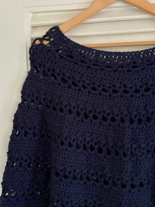 Vintage Crochet Navy Knit