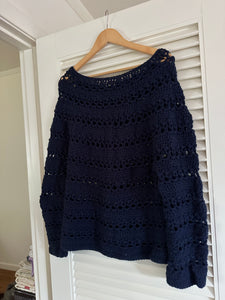 Vintage Crochet Navy Knit