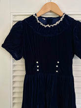 Load image into Gallery viewer, Vintage Navy Velvet Dress
