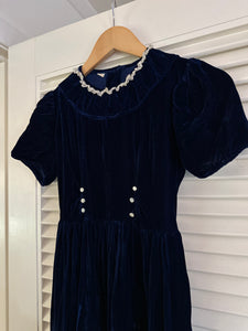 Vintage Navy Velvet Dress