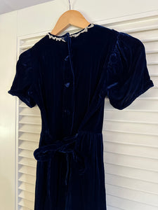 Vintage Navy Velvet Dress