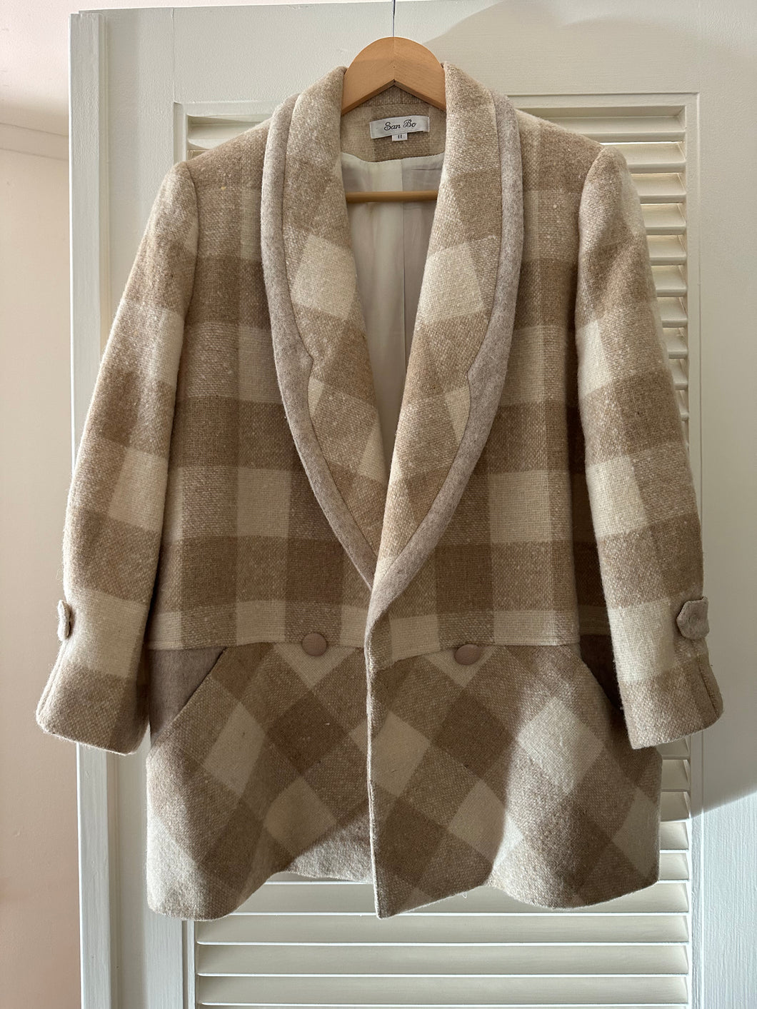 Vintage Beige Plaid Coat