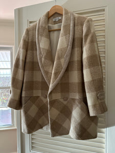 Vintage Beige Plaid Coat