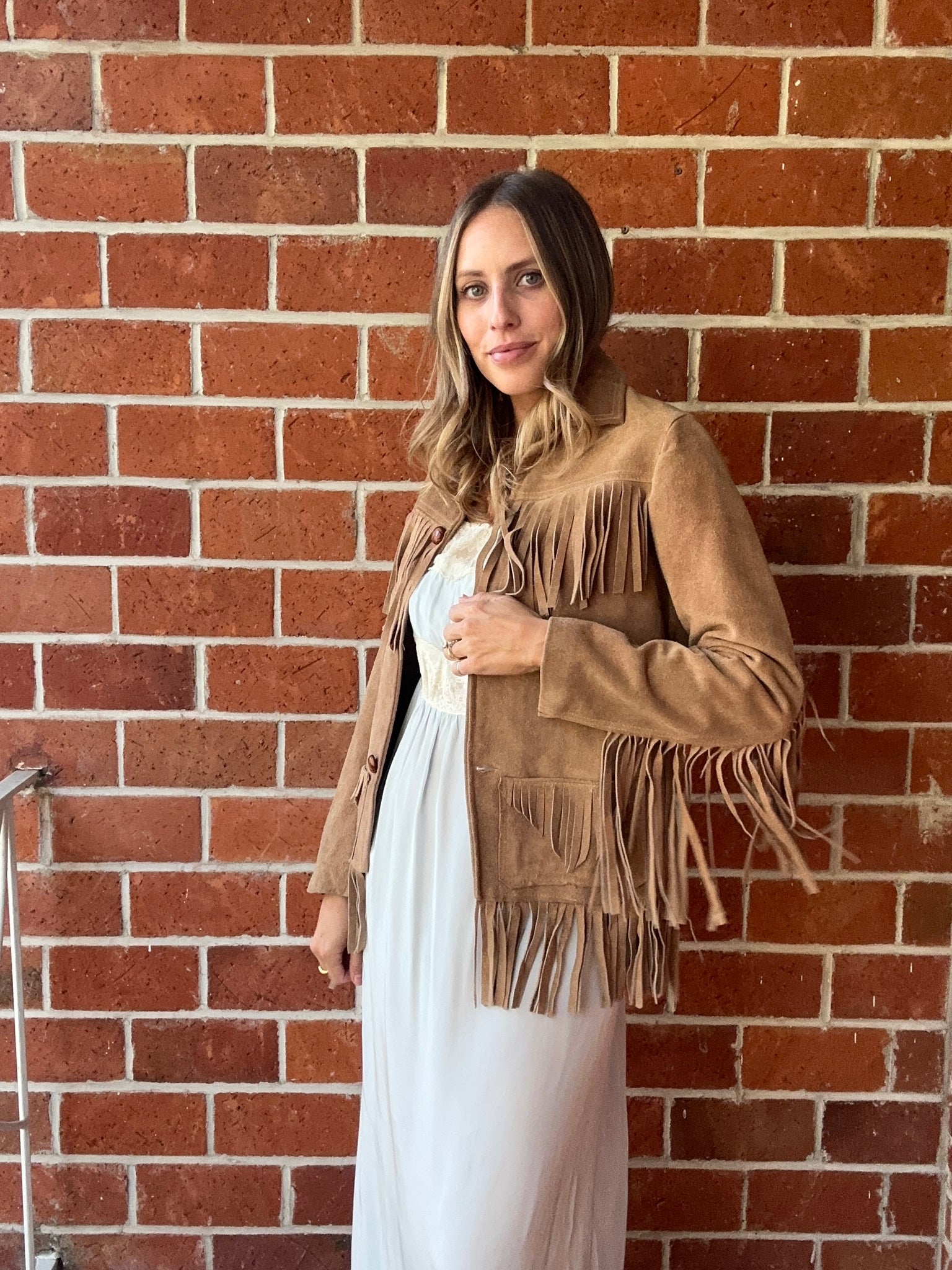 Vintage leather fringe clearance jacket